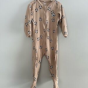 Pekkle 24m Tan Soccer Print zip up sleeper